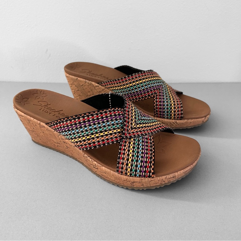 Skechers Cali Beverlee Delighted Wedge Sandal Size 9 Multi Color Luxe Foam